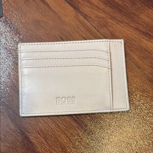 BOSS Cream Leather Card Holder